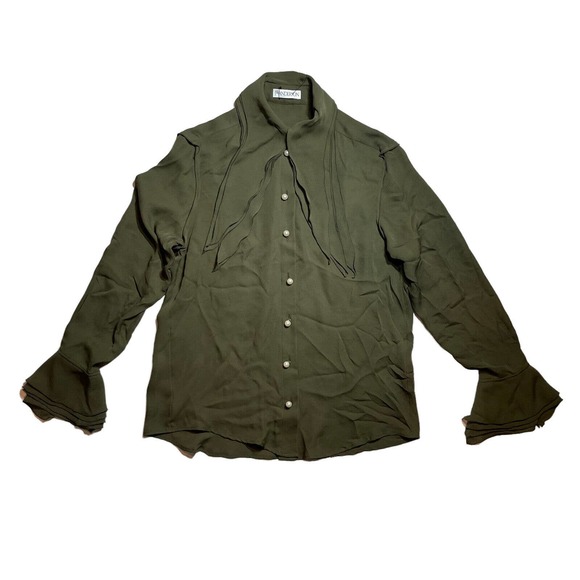 JW ANDERSON Olive Blouse with Pearl Buttons - Picture 2 of 7